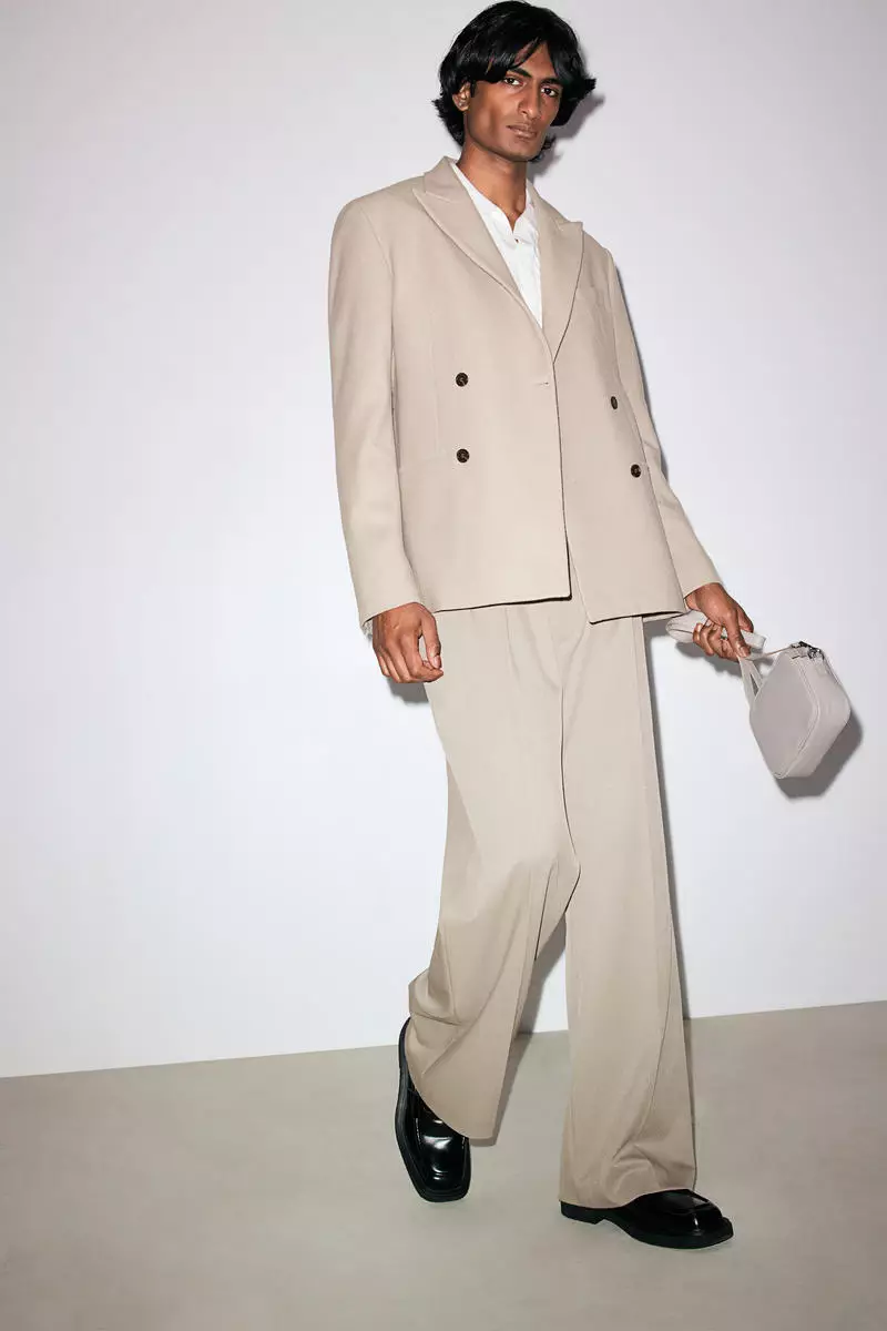 Regular Fit Wool-blend double-breasted jacket