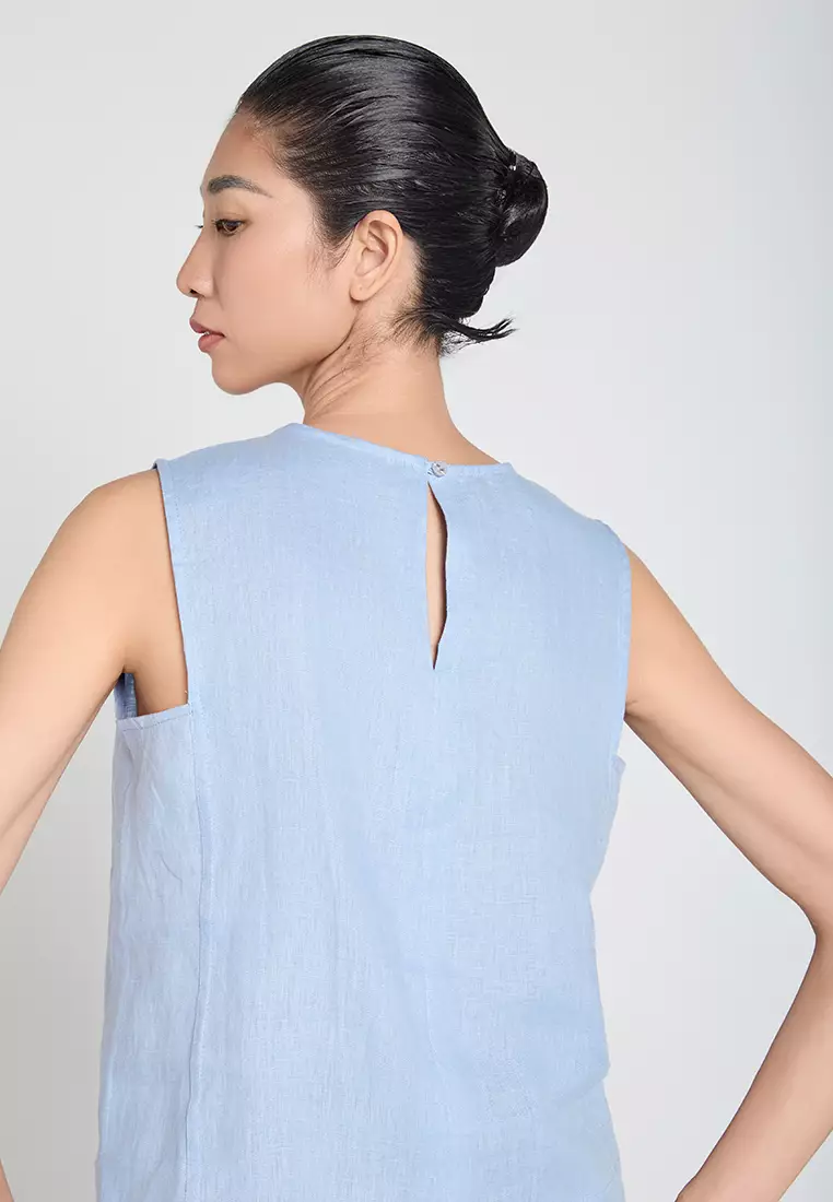 Sleeveless Linen Crop Top