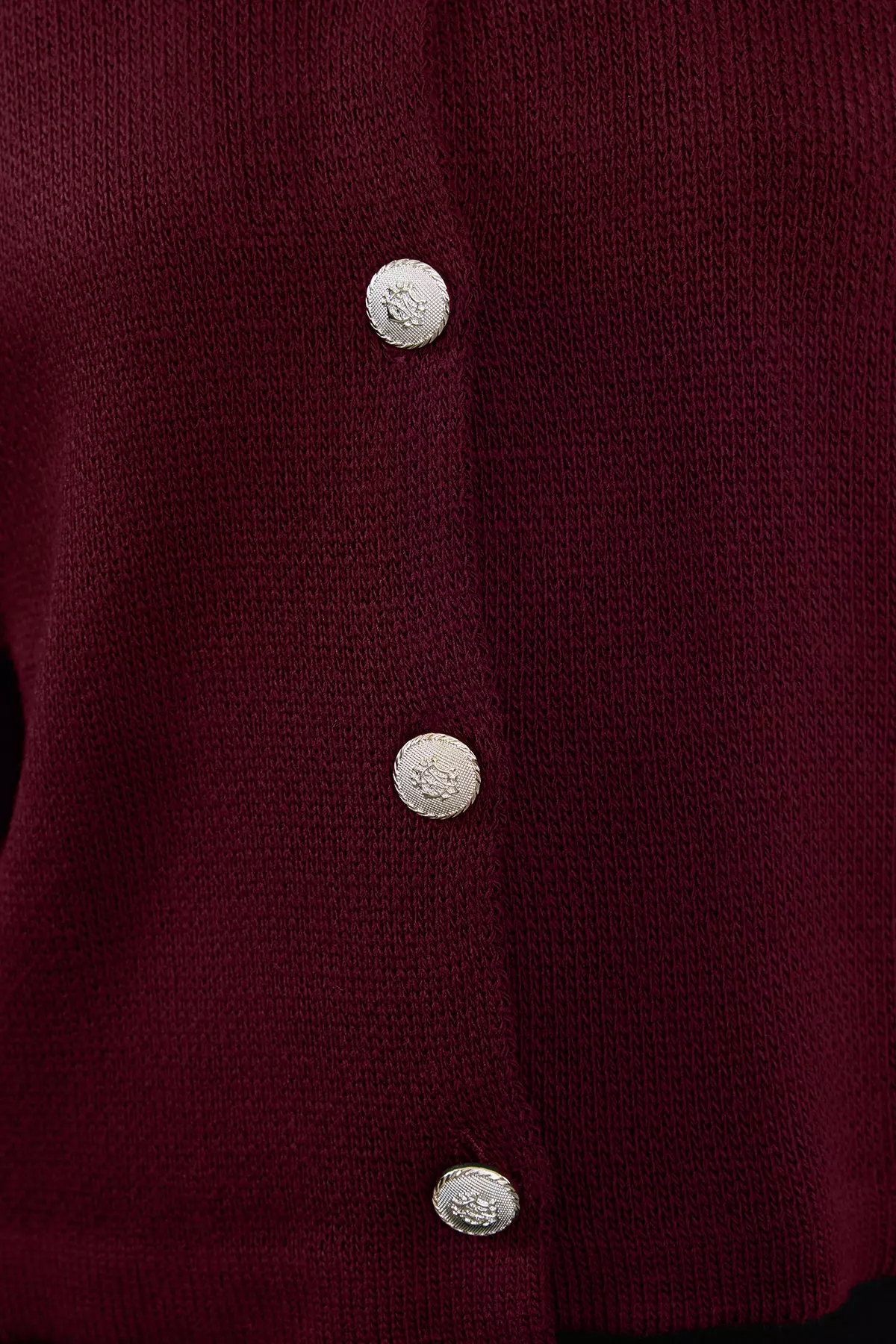 Burgundy Basic Jacket-Look Knitwear Cardigan