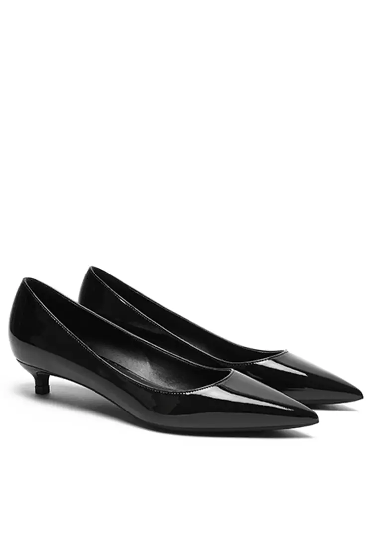 3CM Patent Pointed Kitten Heels Pumps HZL130