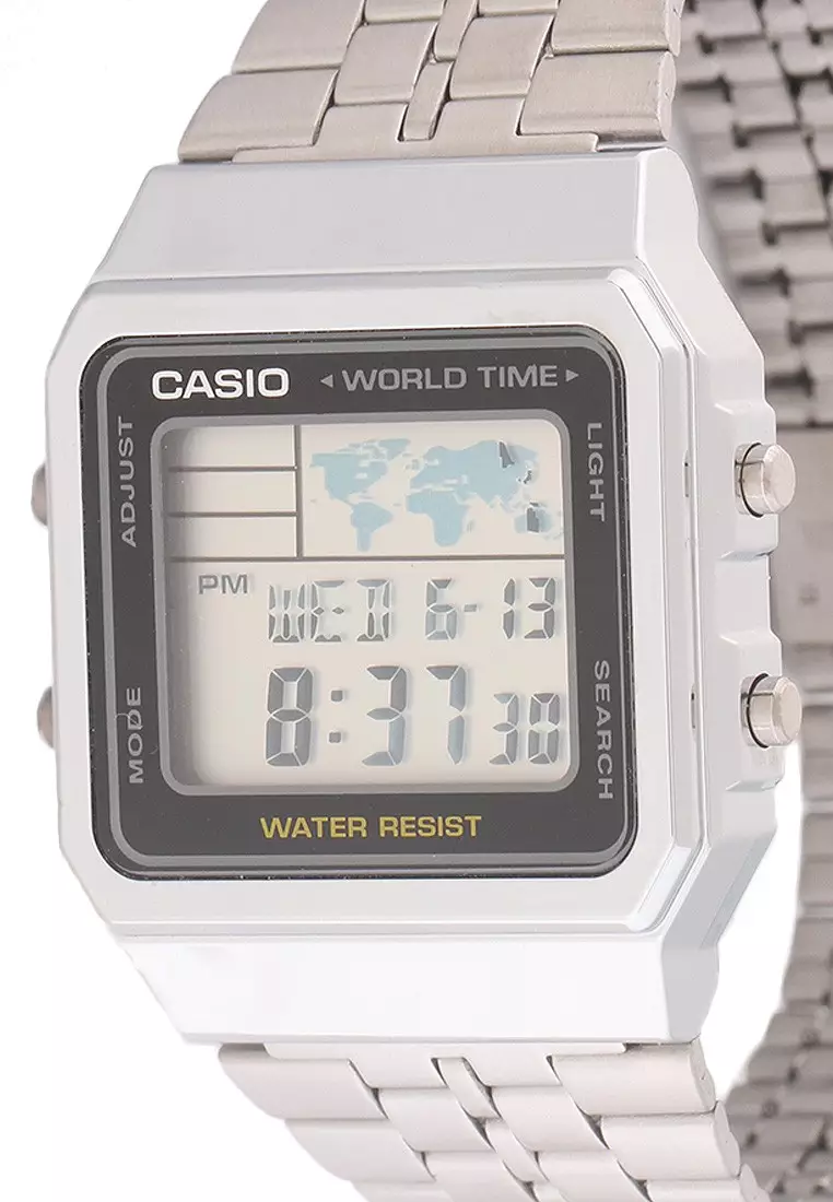 Casio Jam Tangan Pria - Silver - Stainless Steel - A500WA-1DF