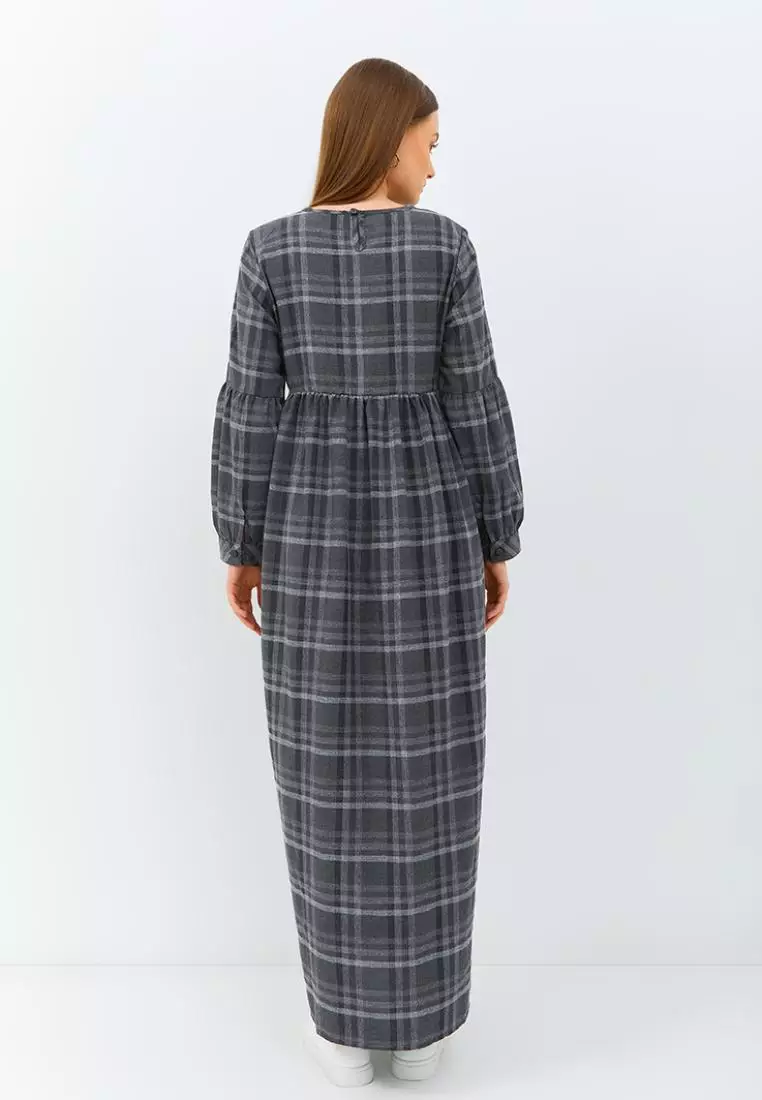Jual Graphis GRAPHIS Waist Gathered Plaid Maxi Dress Original 2024 ...