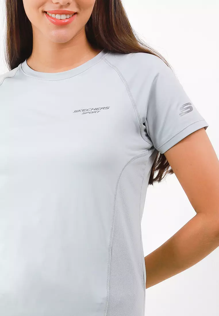 Skechers t shirt womens silver deals