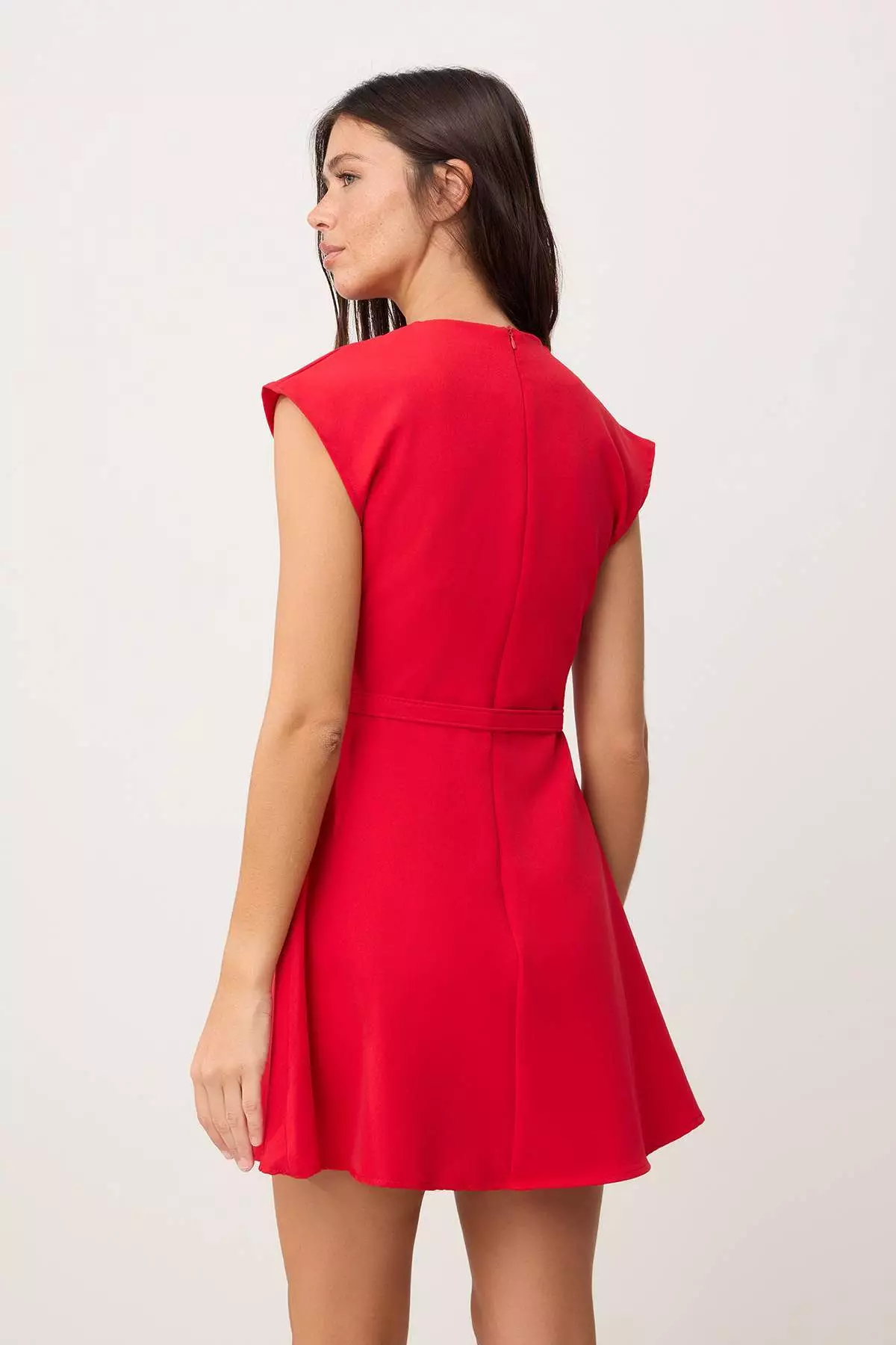 Red Straight Midi Woven Dress Twoss26El294