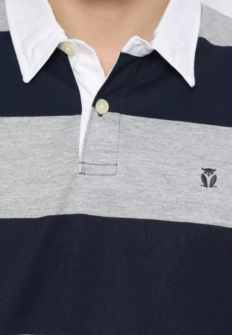 Matsuda Kaos Rugby Polo Shirt Katun Pria Lengan Panjang Nagai