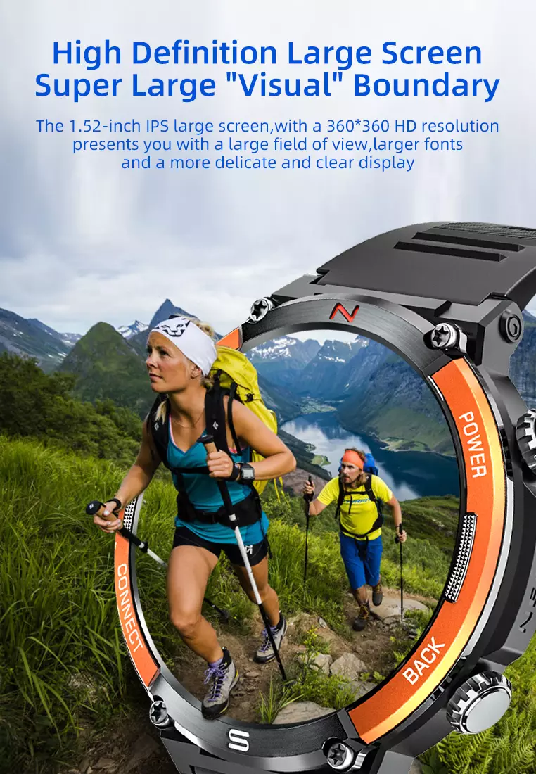 SmartWatch X11 Kompas Jam Tangan Olahraga Luar Ruangan IP68 Anti Air Dalam Bingkai Paduan Aluminium Siaga Panjan