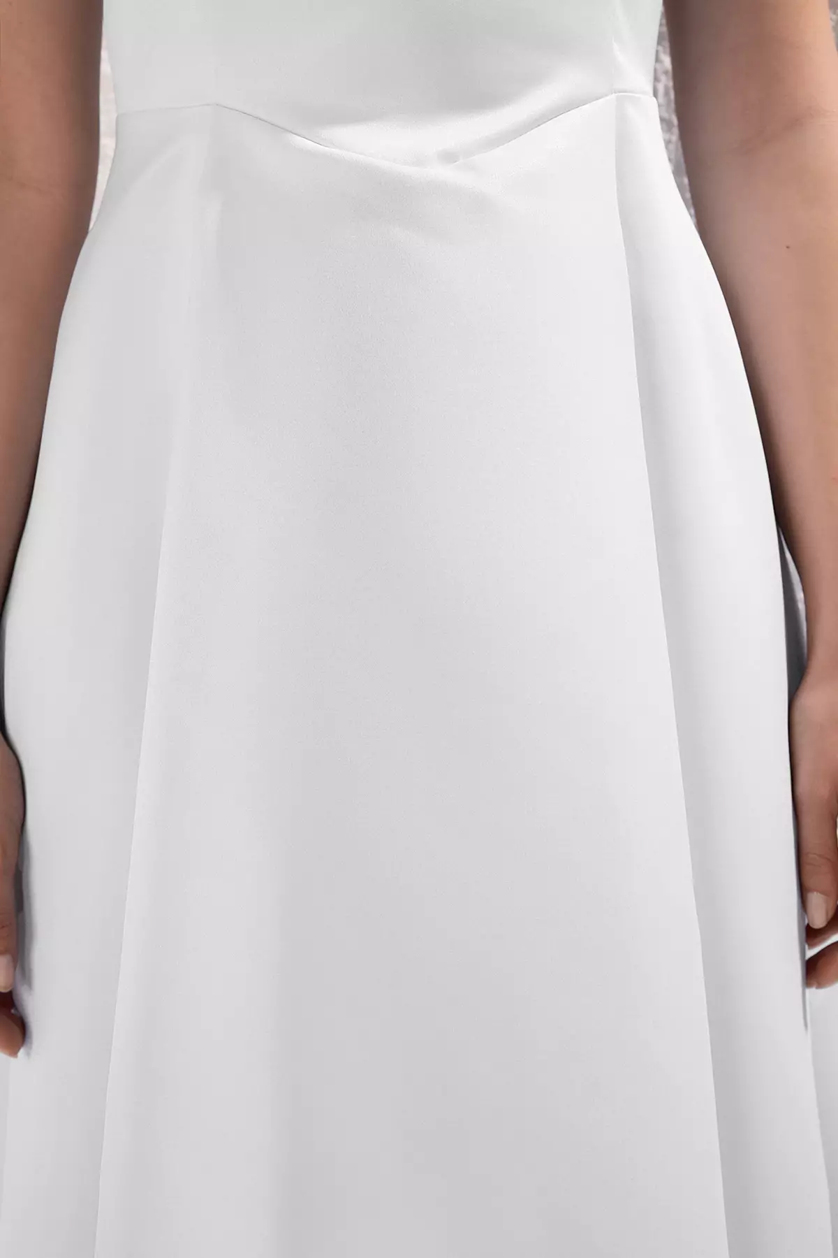 White A Line Satin Stylish Evening Dress
