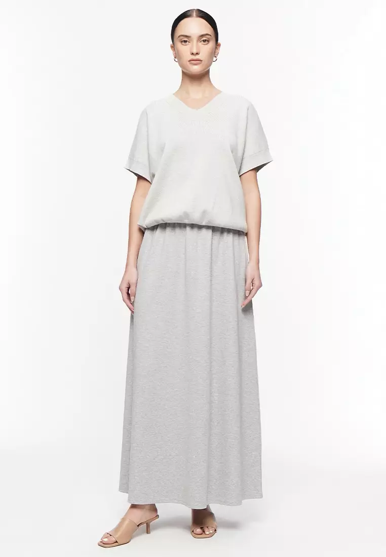 Women's Full Garter Waist Jersey Maxi Skirt