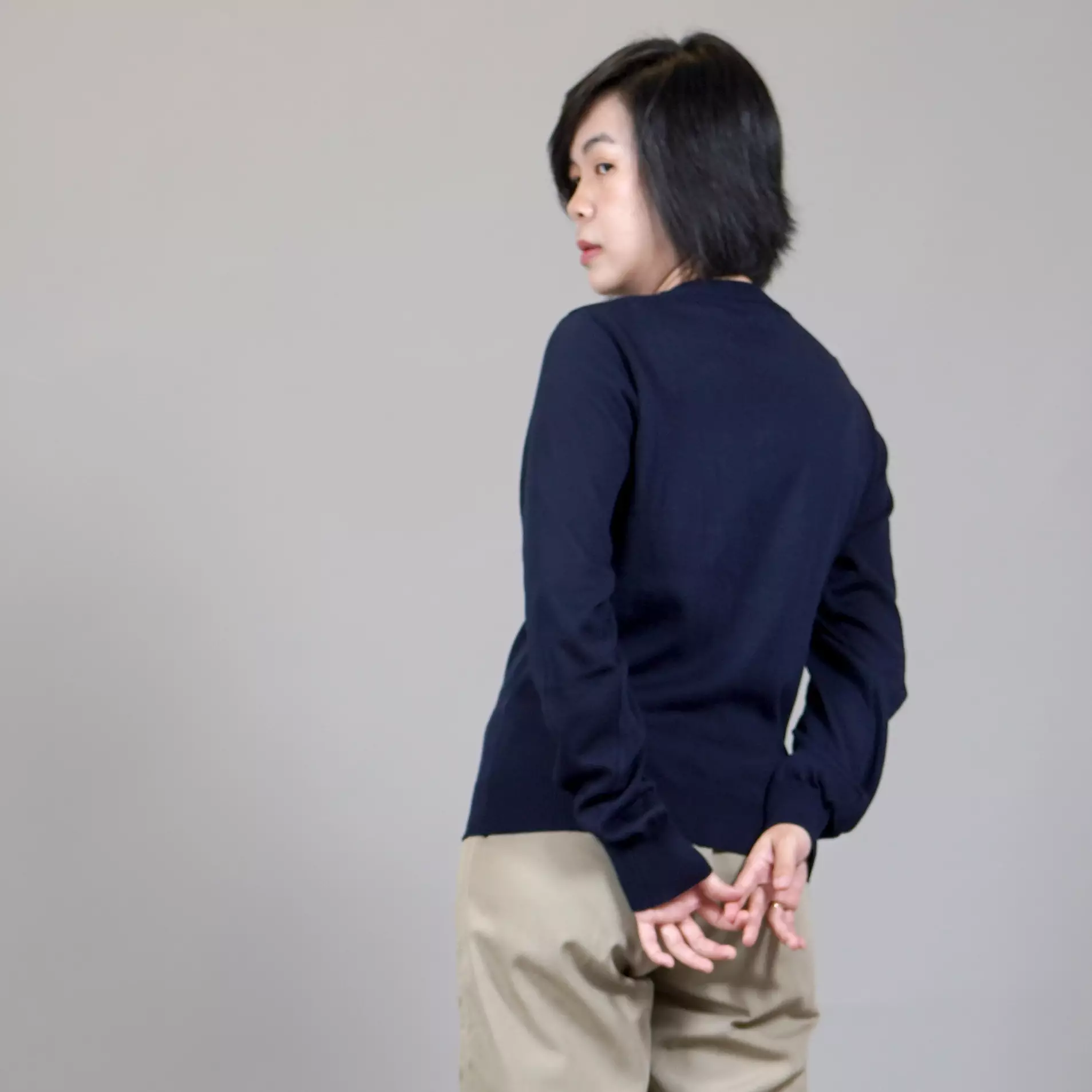  SANDRA Knit Cardigan Korean Style Kardigan Rajut Gaya Korea - NAVY