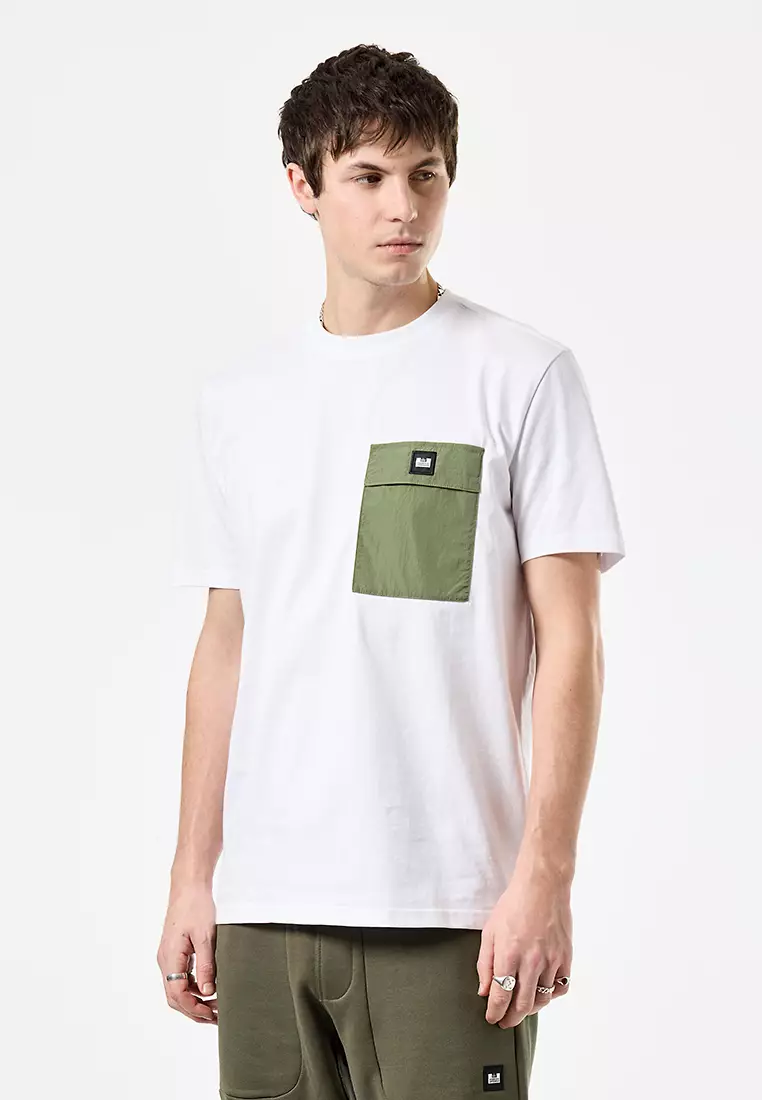 MENS WHITE/SAPLING STINIVA CONTRAST PARACHUTE POCKET TEE