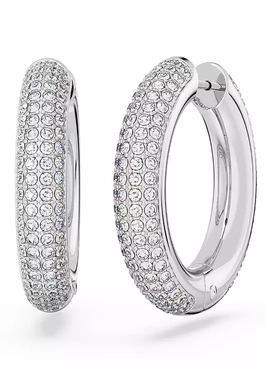 Dextera Hoop Earrings Medium White Rhodium Plated