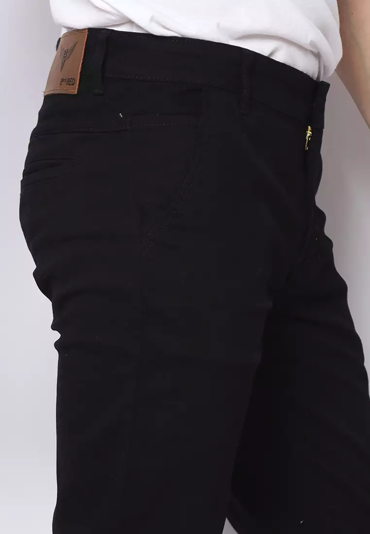 2nd RED Celana Panjang Pria Katun Chinos Slim Fit Cheers Mate Hitam 112501