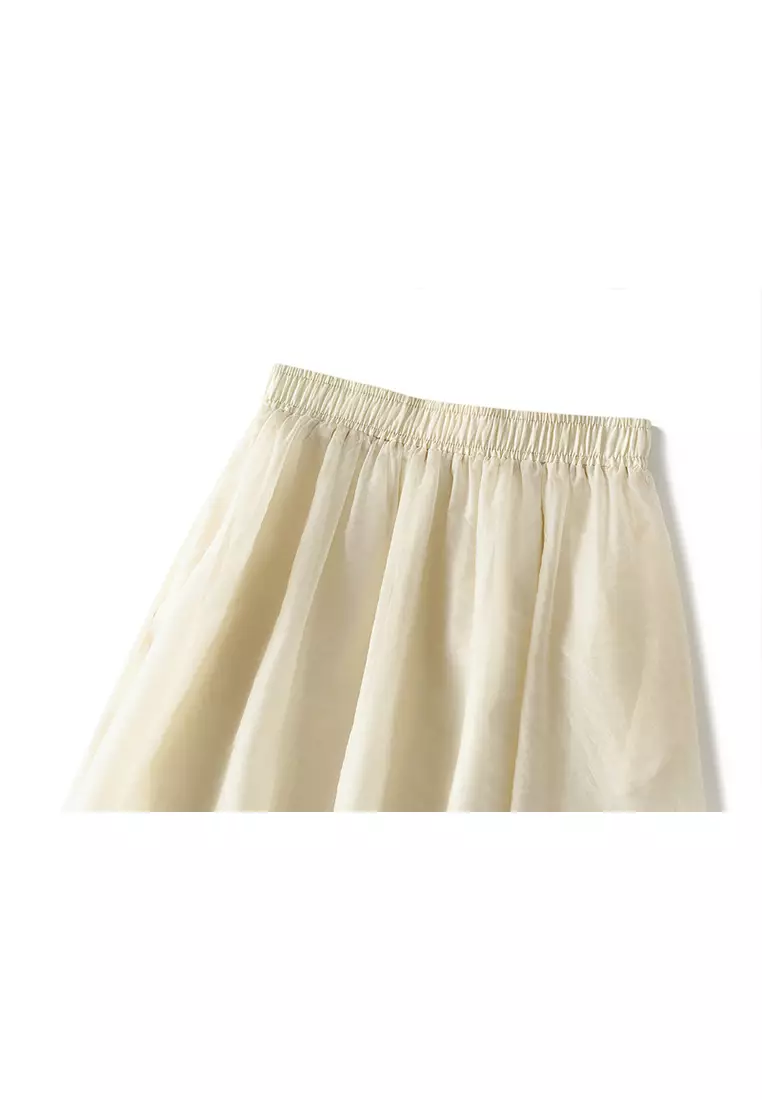 Silk Organdy A-line Maxi Skirt AF0236