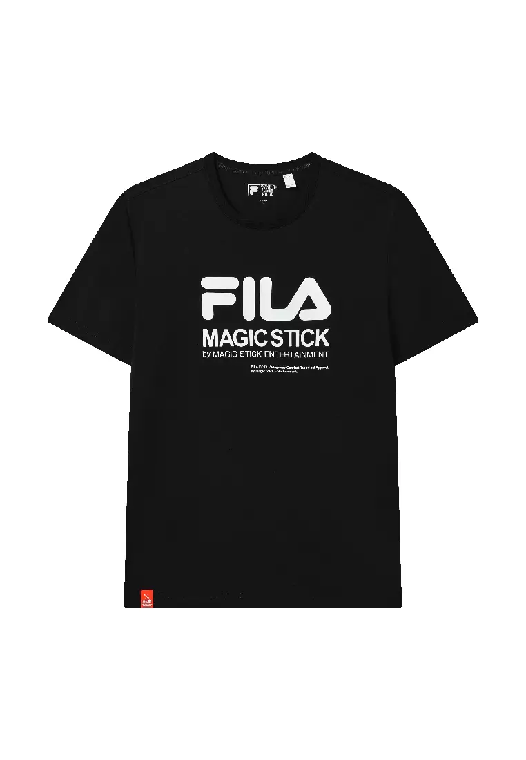 White and black fila shirt on sale