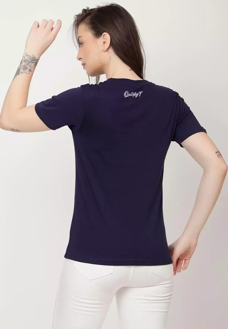 For YourInner Relaxed Short Sleeve Stylish Navy Blue Cotton Casual Graphic Print Tee/TShirt