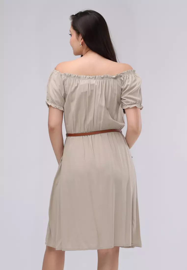 Soft Linen Woven Short Sleeves Dress