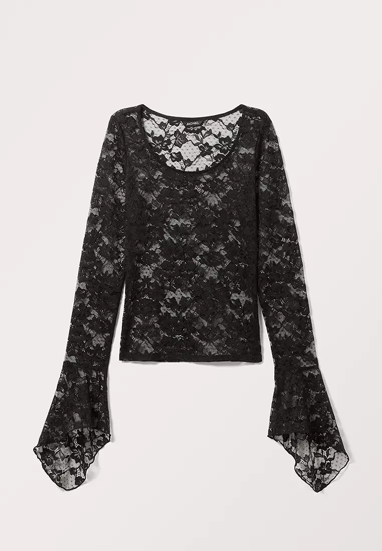 Buy Monki Sheer Fitted Lace Top 2024 Online | ZALORA Philippines