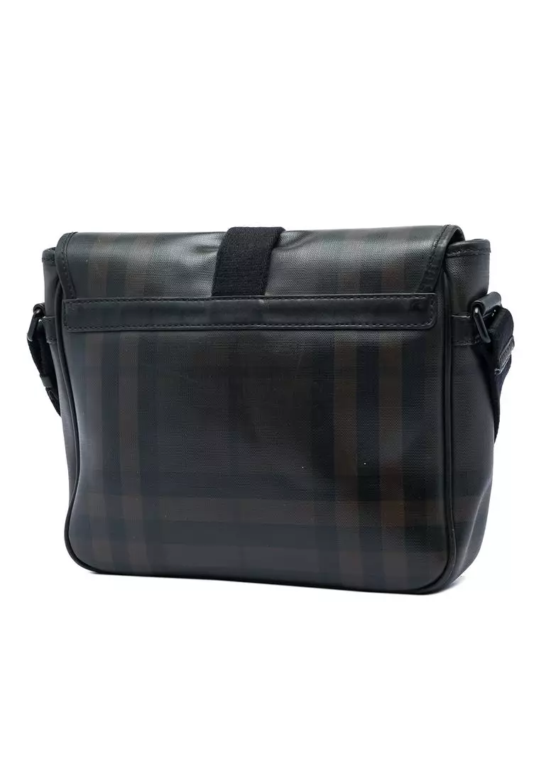 Pre-Loved Burberry Smoke Check Coated Canvas Crossbody