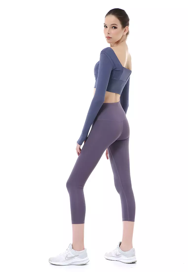 Mikayla One Set Pakaian Olahraga Wanita Atasan & Celana Panjang Kombinasi Warna Material Polyester ORIGINAL - Navy Purple