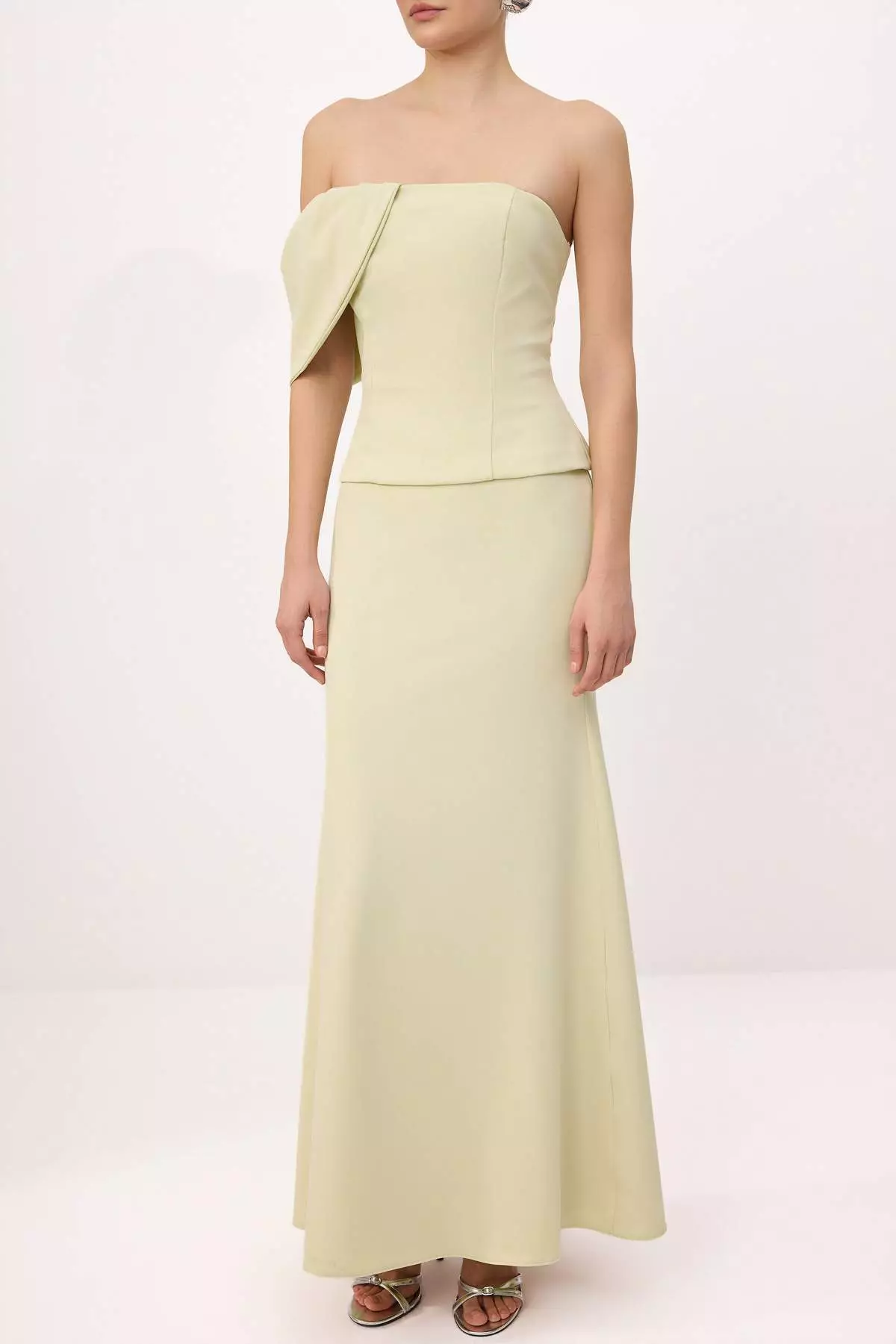 Water Green Strapless Woven Finike Maxi Evening & Graduation Dress Tprss26Ae1