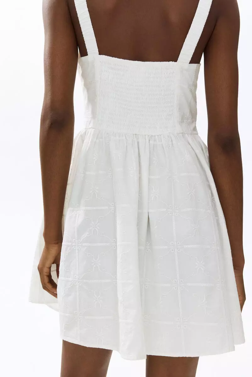 Embroidered flared-skirt dress