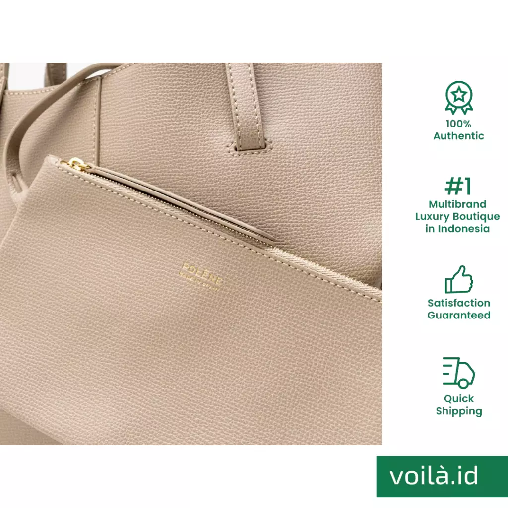 Cyme Mini Shopping Bag Grained Leather Taupe