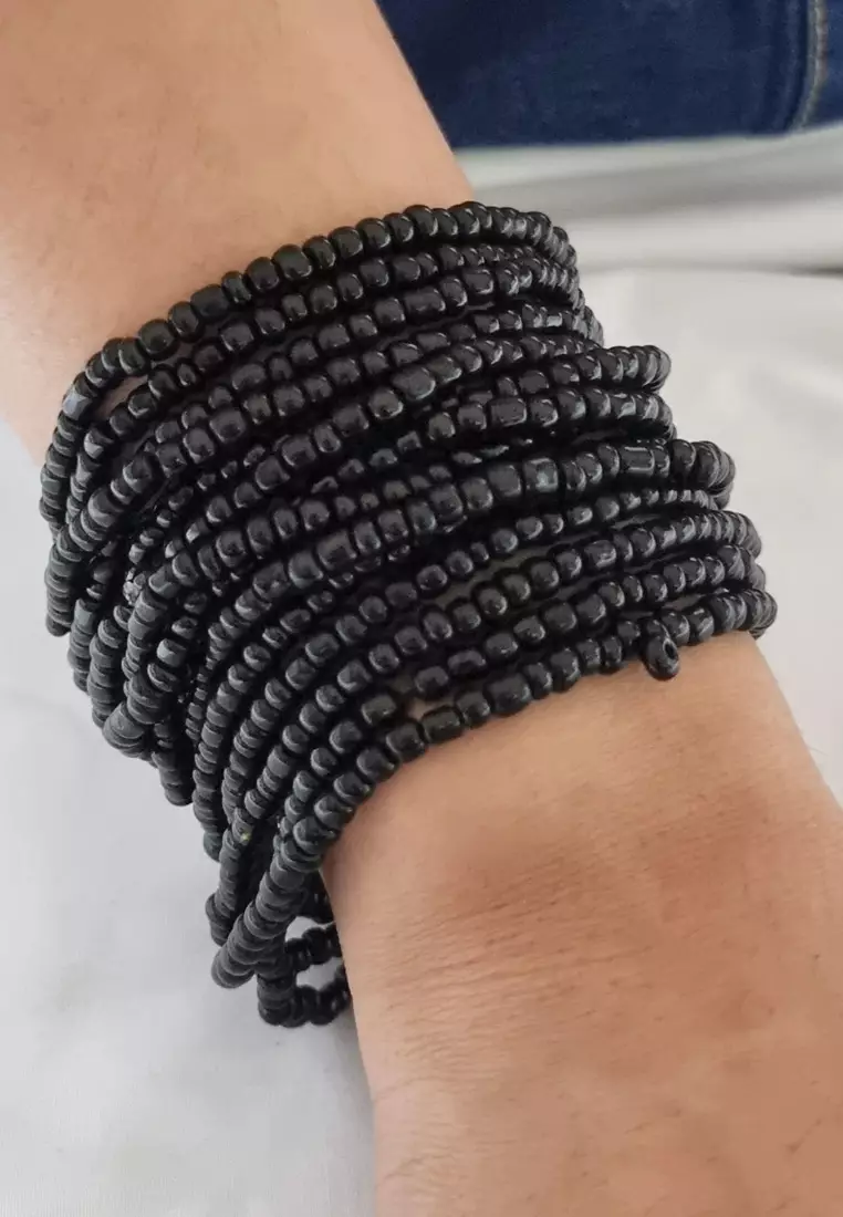 Women's Accessories Wooden Clasps Multi strand Bracelet Gelang Wanita Black