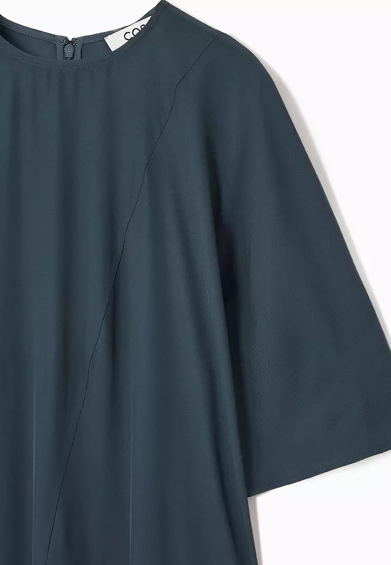 ASYMMETRIC DRAPED MIDI DRESS
