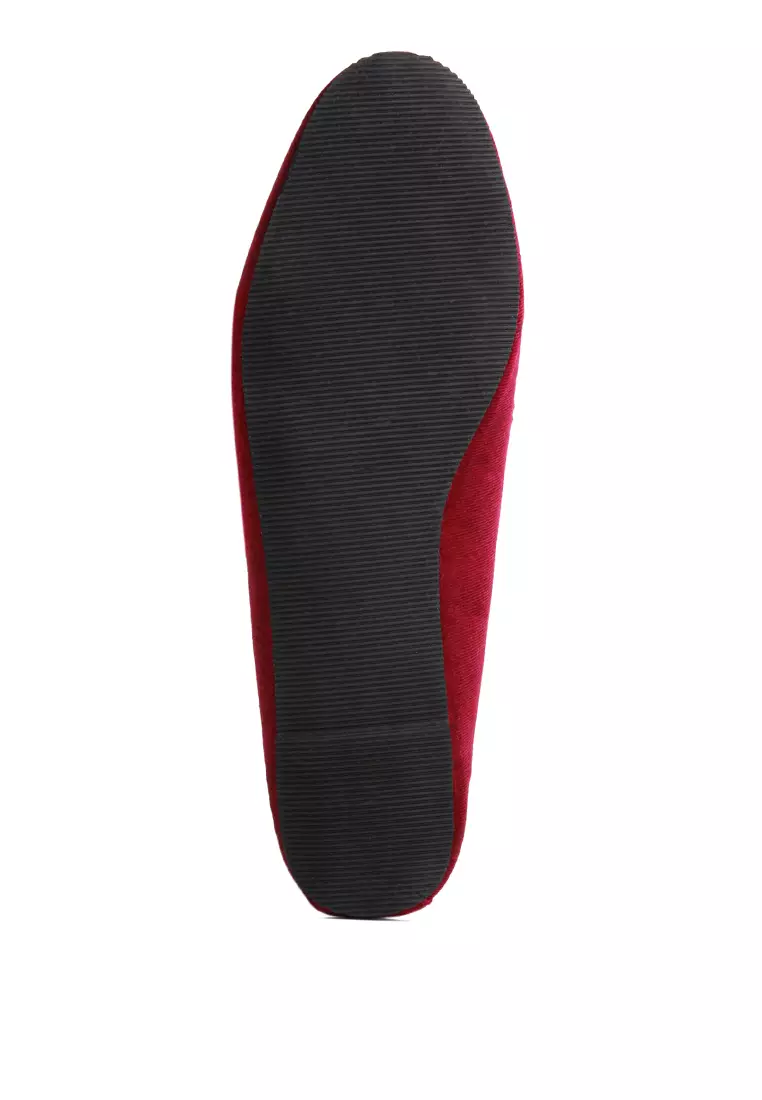 Burgundy Loafers Bertekstur Logam Bertekstur Buaya