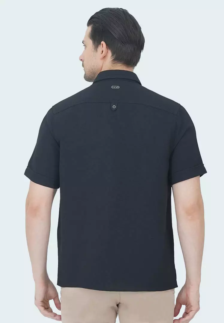 LGS - Kemeja Waffle Casual  Warna Hitam CSH.271.R1191.196.C
