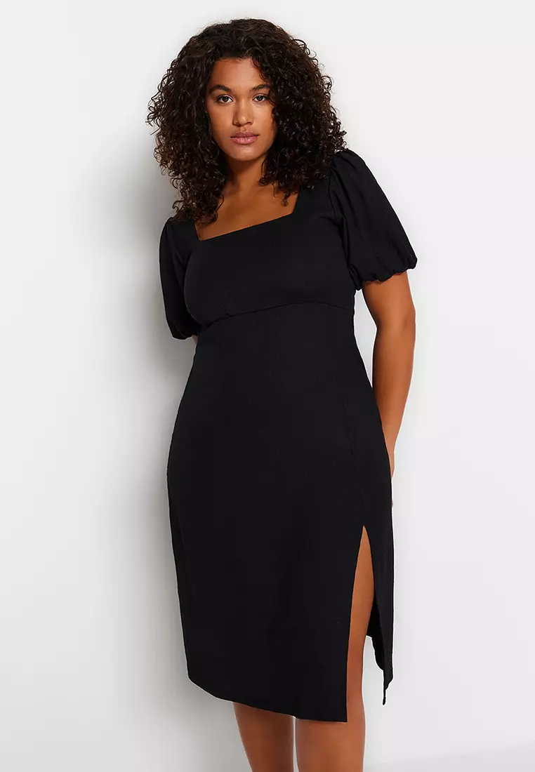 Full Size Square Neck Cami Dress with Side Slit Plus Size