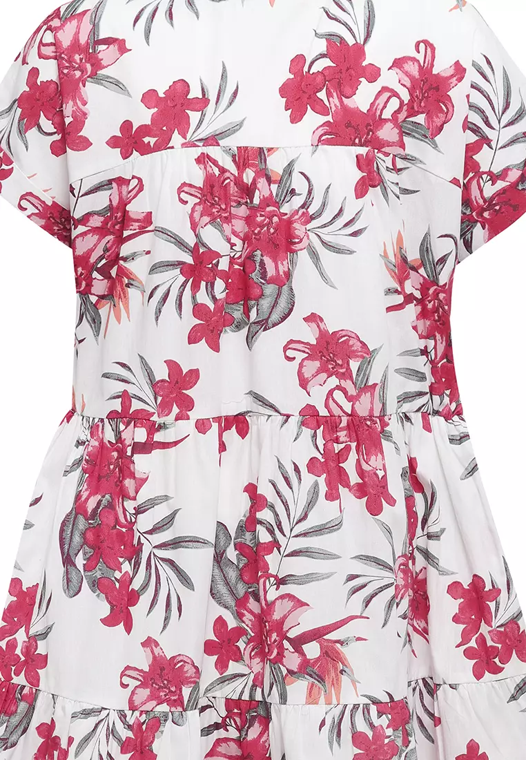 Pito Dito Girl Guernica Dress Pendek anak Broken White Motif Bunga