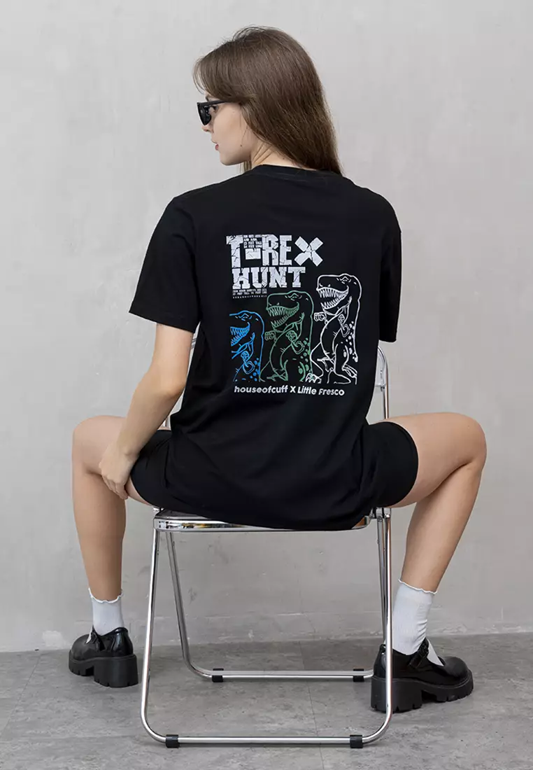 Kaos hitam t shirt polos wanita houseofcuff motif tirex