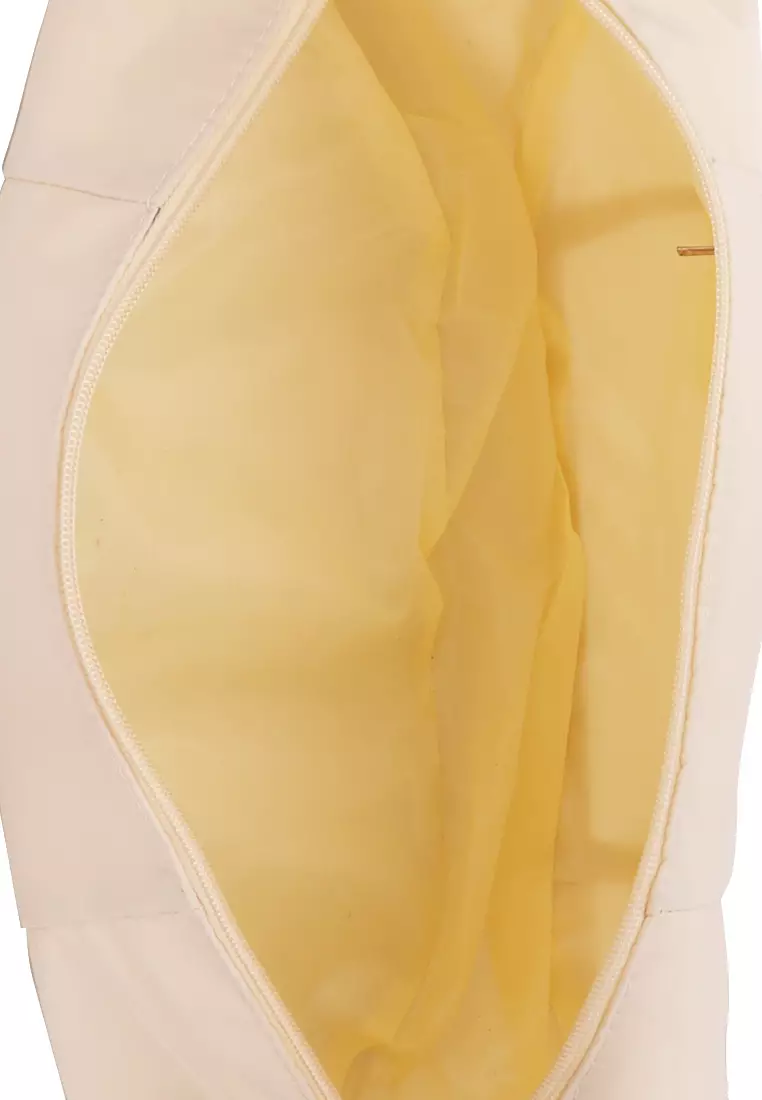 ★cozing★ Nylon ribbon hobo bag_ivory Generic Womens Nylon Hobo Bag, Crescent Crossbody Bag, Beige