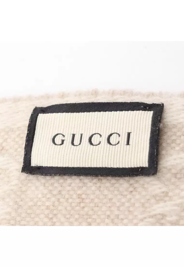 Pre-Loved Gucci GG pattern Scarf wool beige
