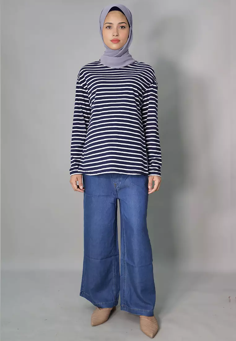 Dark Blue Maternity & Nursing Long Sleeve Top