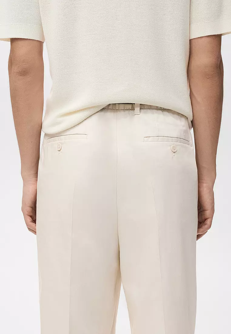 Regular-Fit Pleated Flowy Trousers