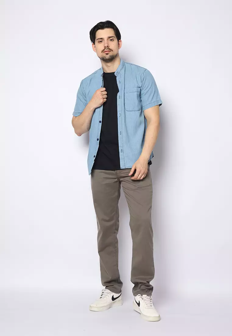 Twill Celana Panjang Pria Slim Fit Charming Abu 122503