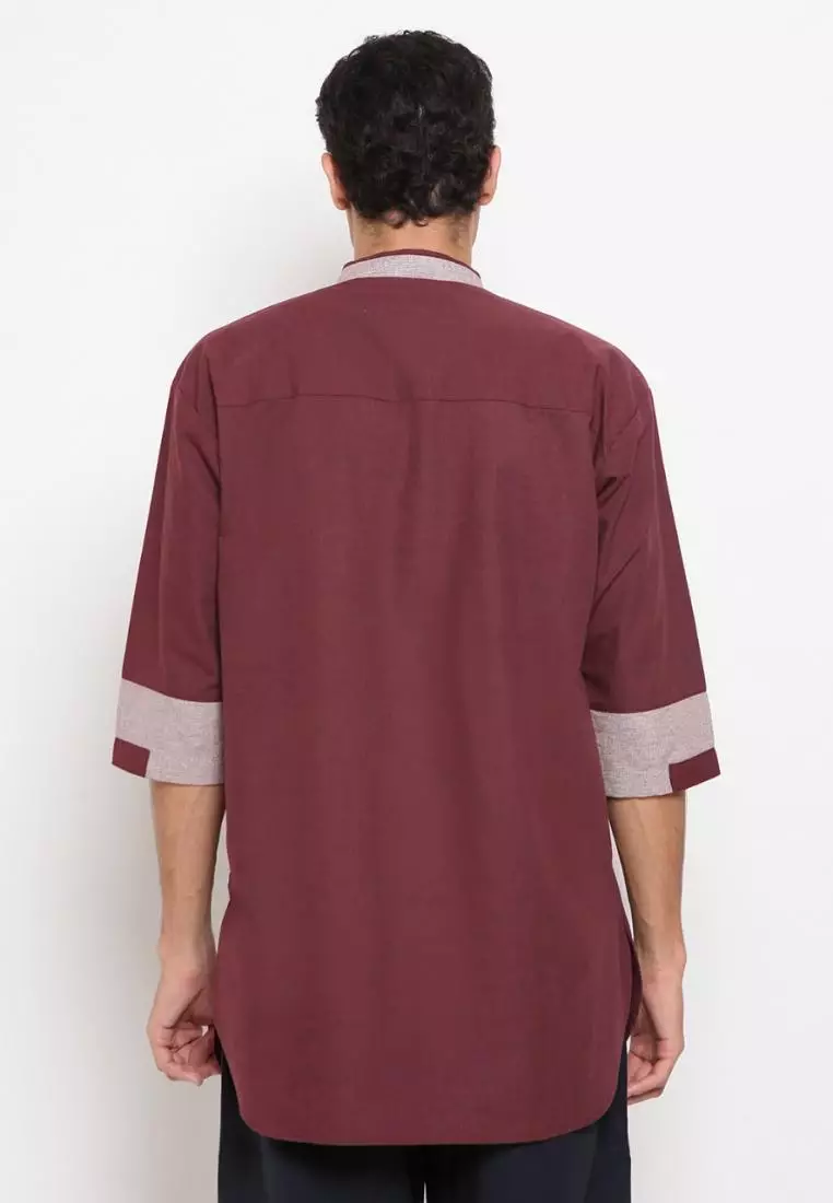 Zayidan Baju Koko Gamis Muslim Pria Nazran - Maroon