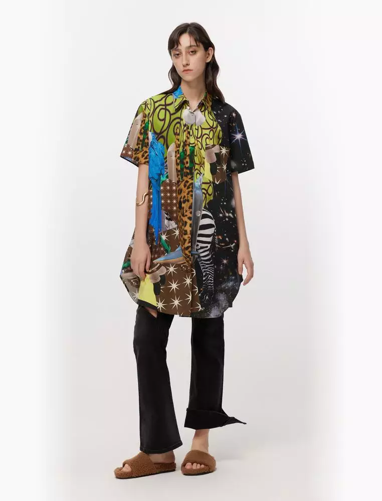 JNBY Women's Loose Color-Block Printed Shirt