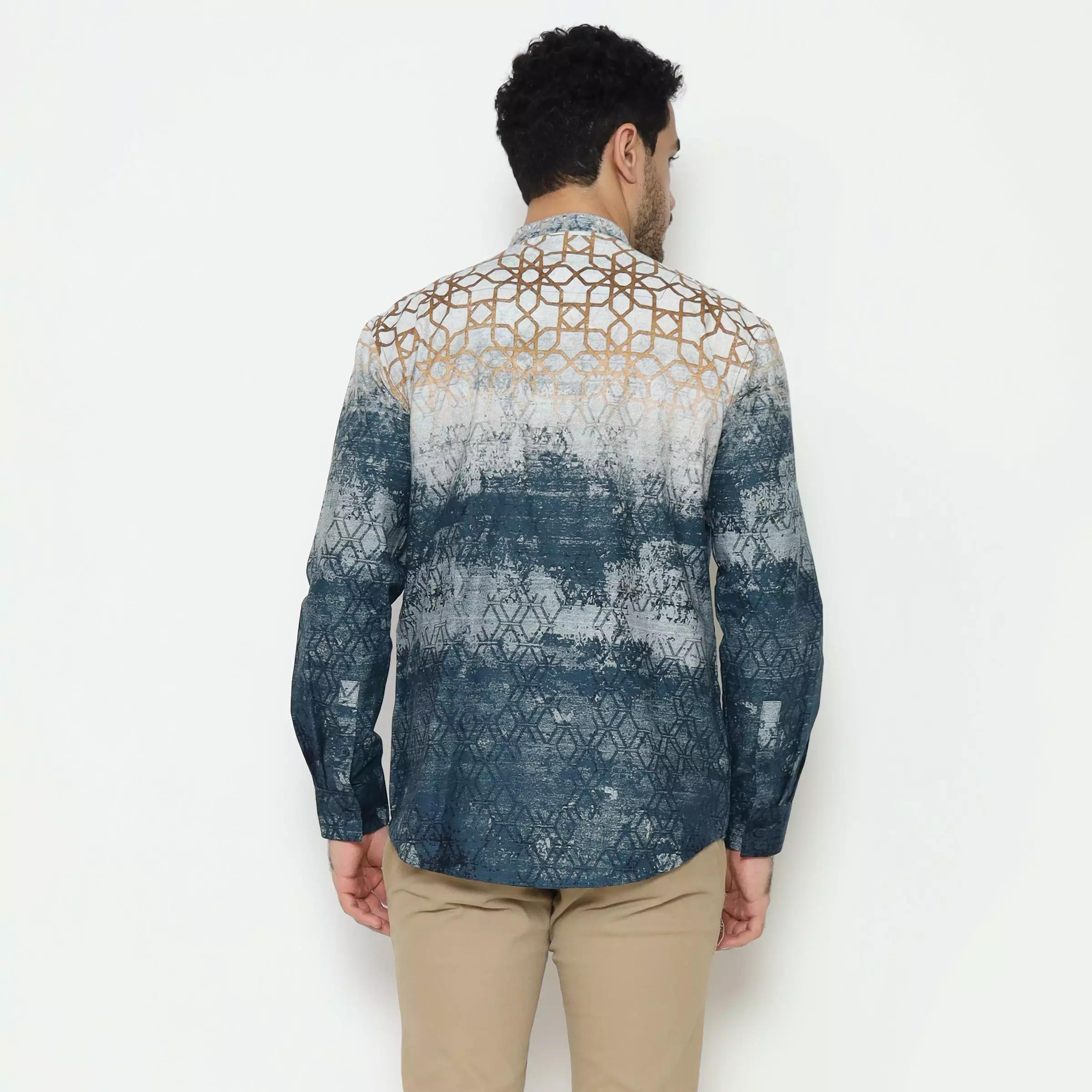 AMK Kemeja Koko Printing Pria Lengan Panjang KK Dilnawas L/s Navy