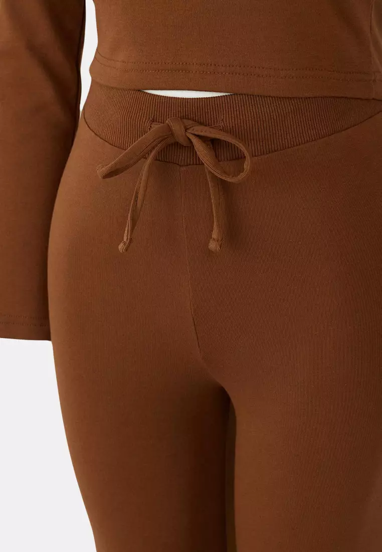 Brown Slim/Fitted Stretch Knitted Bottom Top Suit