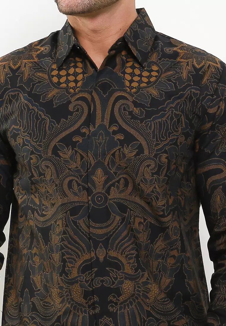 BATIK TALENTA EXCLUSIVE Lengan panjang NAVY BLACK PISANG BALI