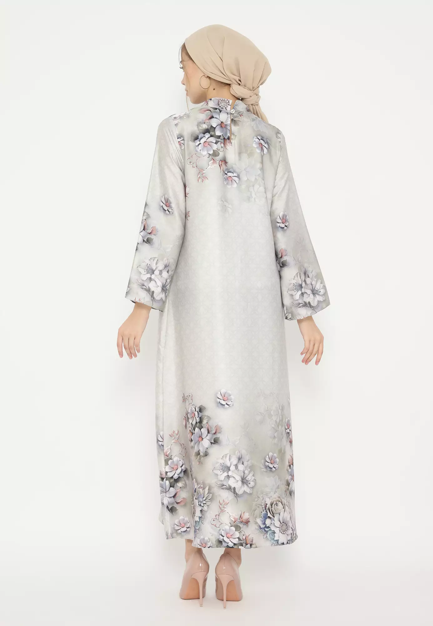 Gamis Muslim Floral Soft Green Armany SIlk Elegant By Brilliant Girl Warna HIJAU