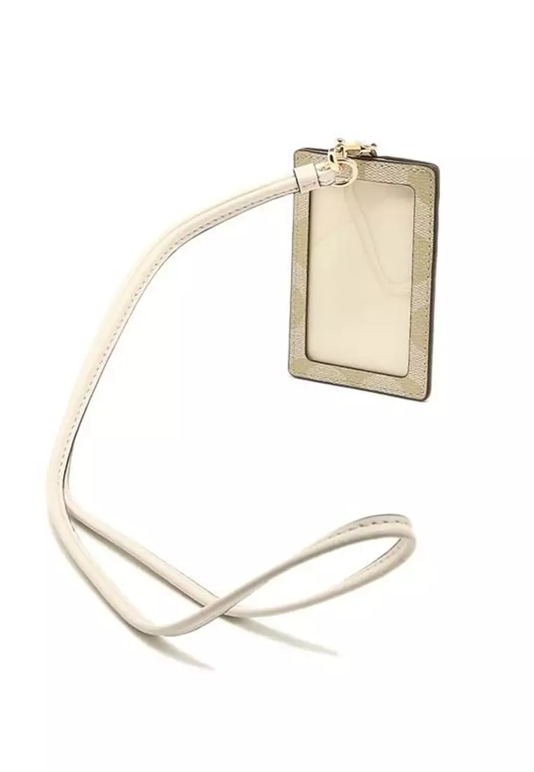 ID Lanyard In Signature Canvas Light Khaki/Chalk 63274