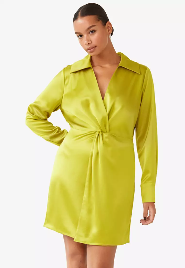 Twist front 2025 satin dress