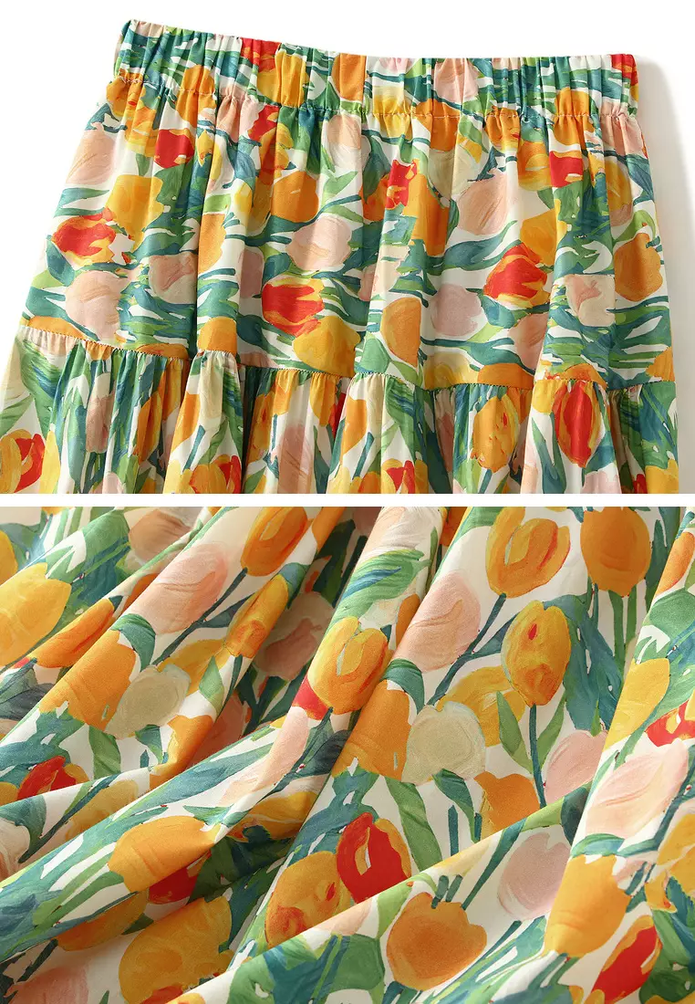 Oil Print A-line Skirt AF2302