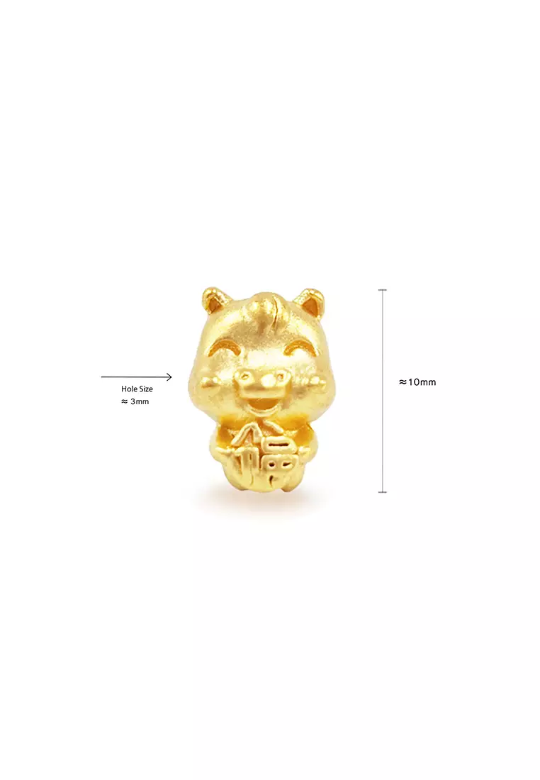 THE Mix Collection 999.9/24K Pure Gold 12 Zodiac Charm Gold Steel Wire Clasp Bracelet Set L1-B649G