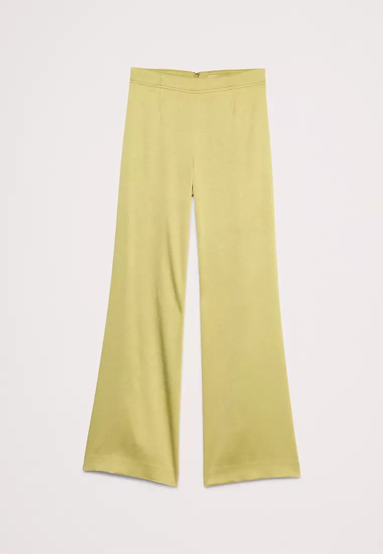 Mid-Rise Kick-Flare Satin Ankle Pant