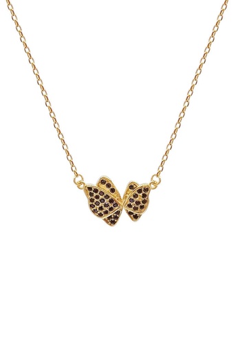 ZITIQUE gold Women's French Style Retro Black Butterfly Necklace - Gold 9B79AAC9946111GS_1